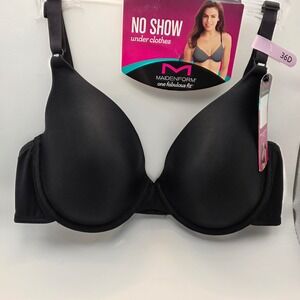 Maidenform One Fabulous Fit T-Shirt Bra Black Underwire  36D NEW